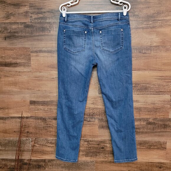 J Jill Jeans Sz 8 Authentic Slim Ankle Mid Rise Comfort Stretch Medium Dark Wash - Picture 2 of 10